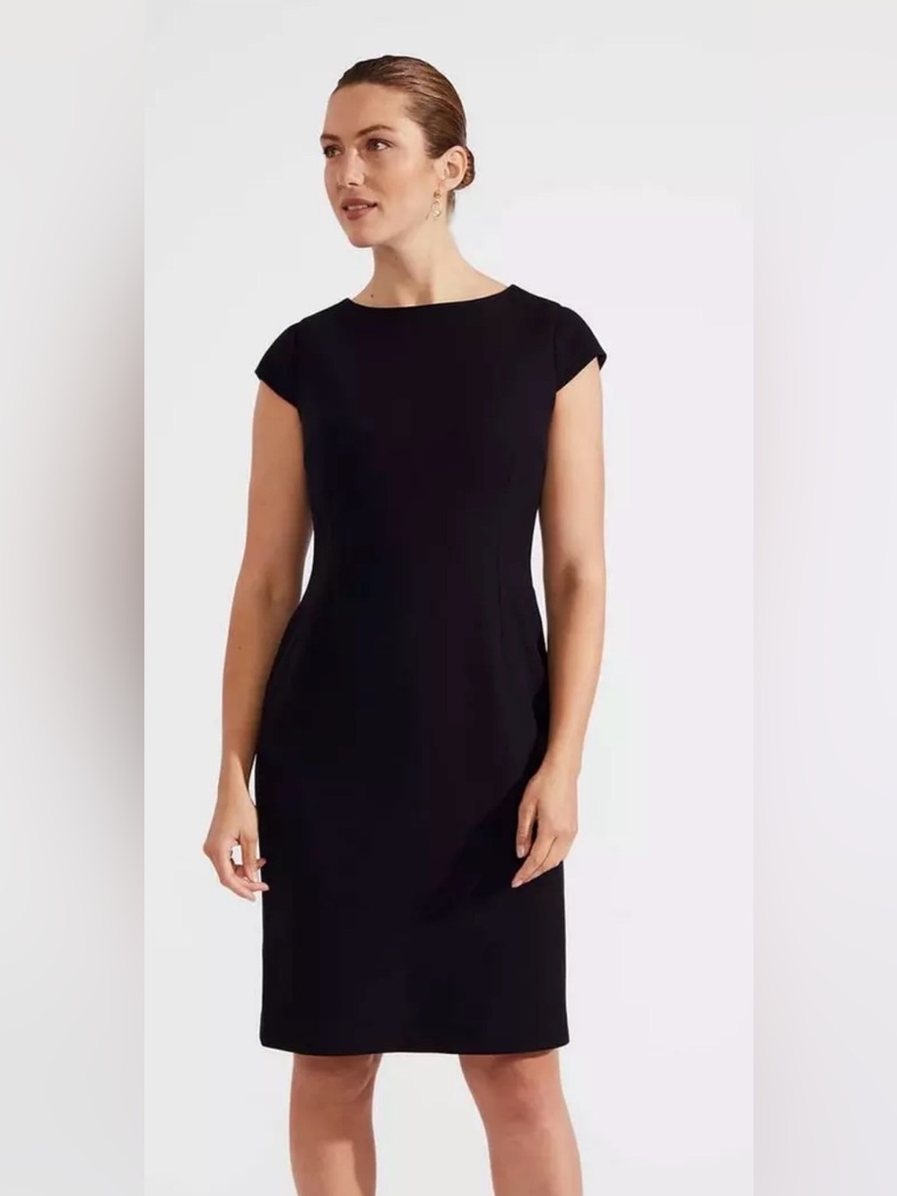 Hobbs Classic Black Cap-Sleeve Sheath Dress - Women